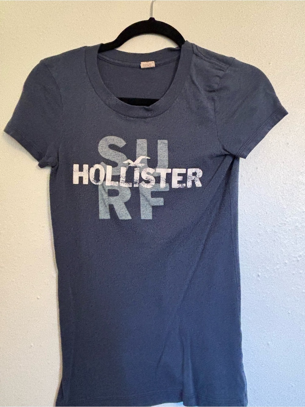 Hollister Navy Short-Sleeve Surf Logo Tee
